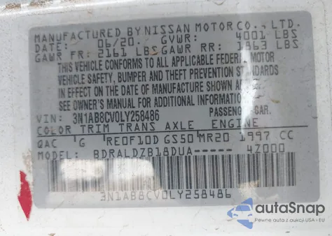2020 Nissan Sentra Sv Xtronic Cvt from USA, damaged, VIN 3N1AB8CV0LY258486